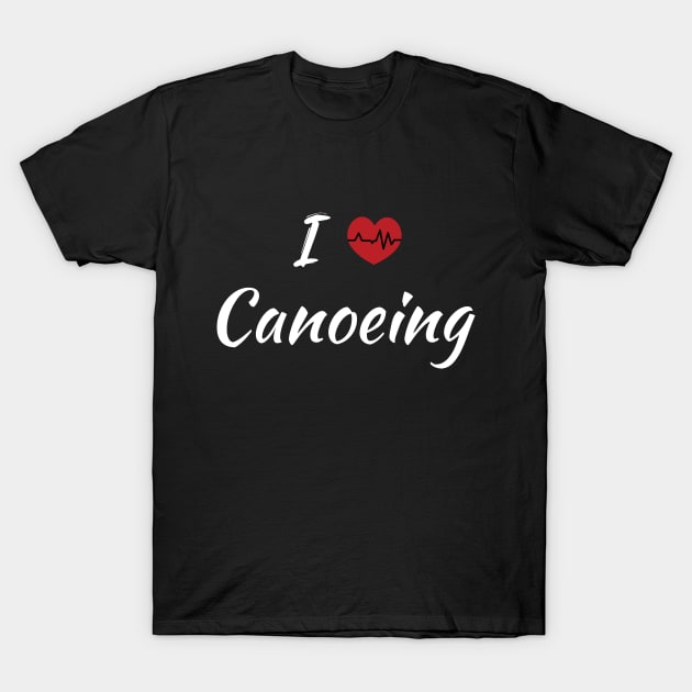 I Love Canoeing Cute Red Heart T-Shirt by SAM DLS